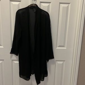 EILEEN FISHER Sheer Silk Georgette Long black Jacket